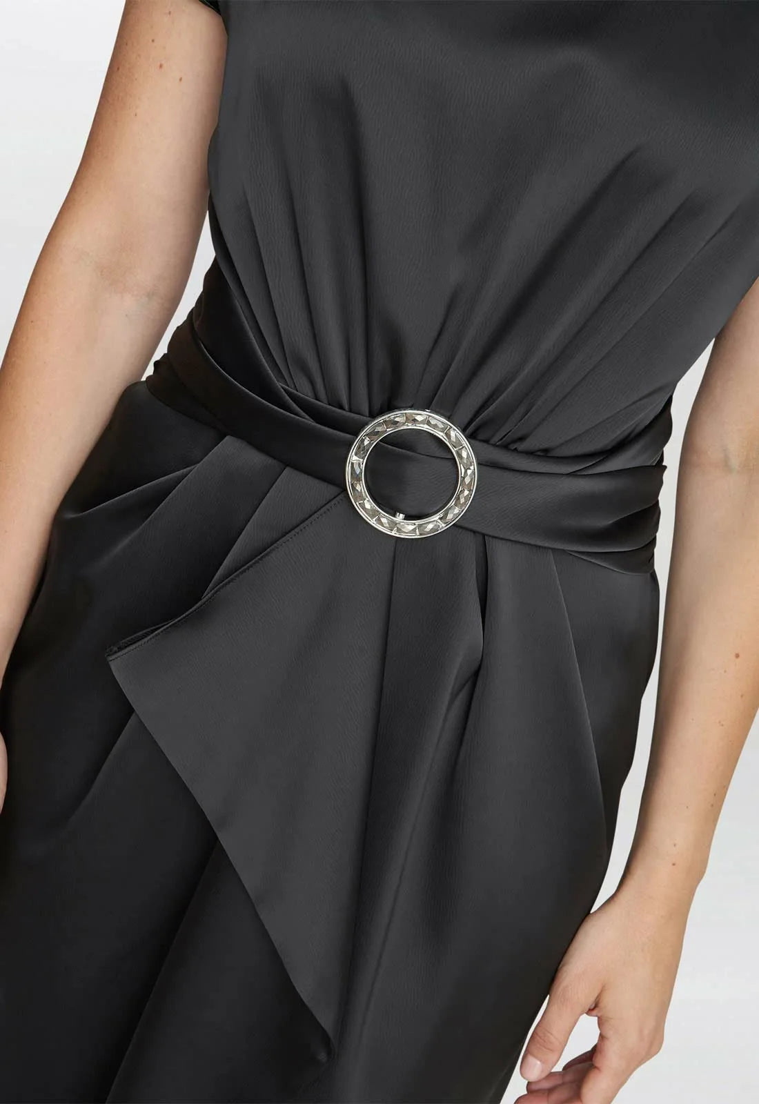 Gina Bacconi Black Pelia Crepe Dress With Satin Lining