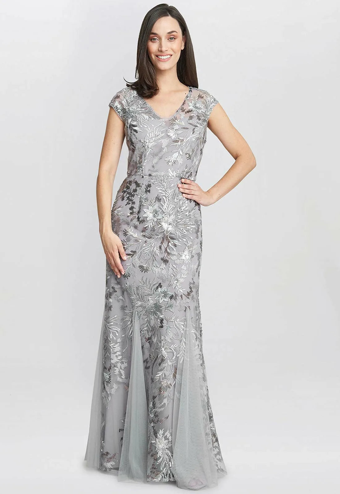 Gina Bacconi Silver Caitlin Maxi Dress