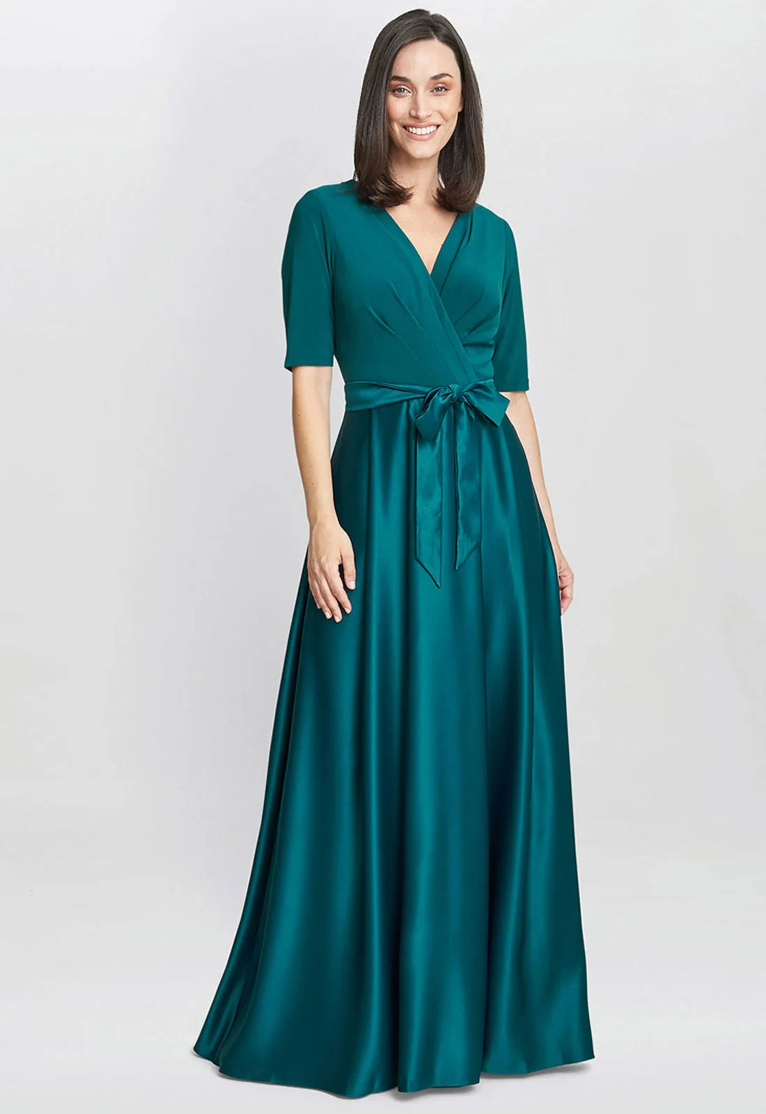 Gina Bacconi Green Luna Satin Maxi Dress