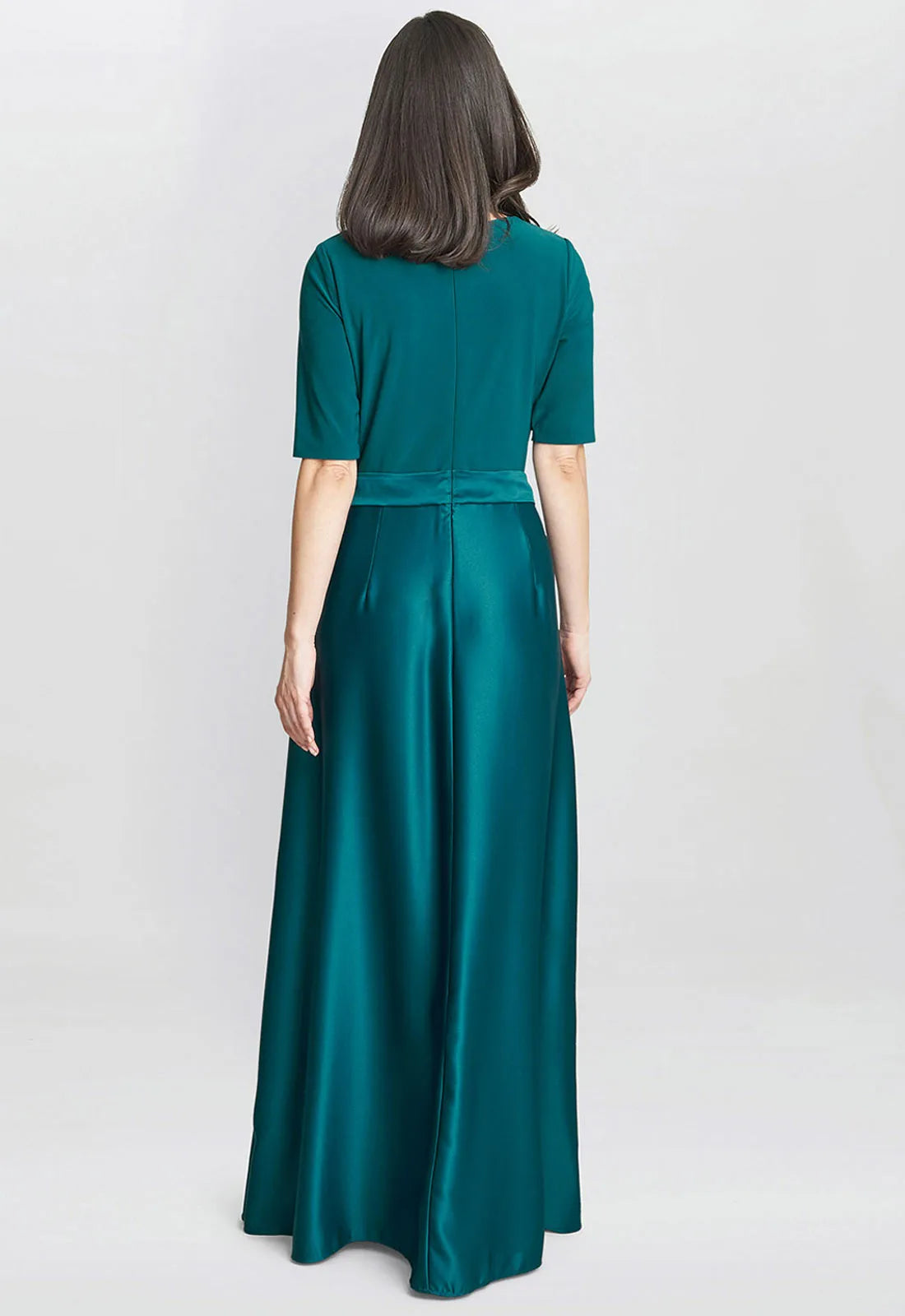 Gina Bacconi Green Luna Satin Maxi Dress