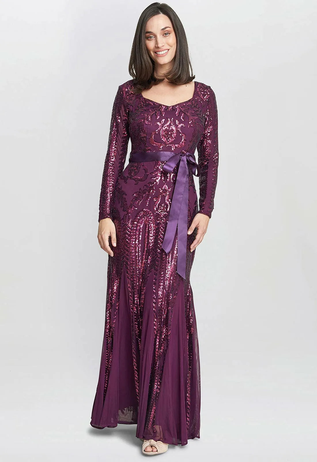 Gina Bacconi Purple Gwen Maxi Sequin Dress