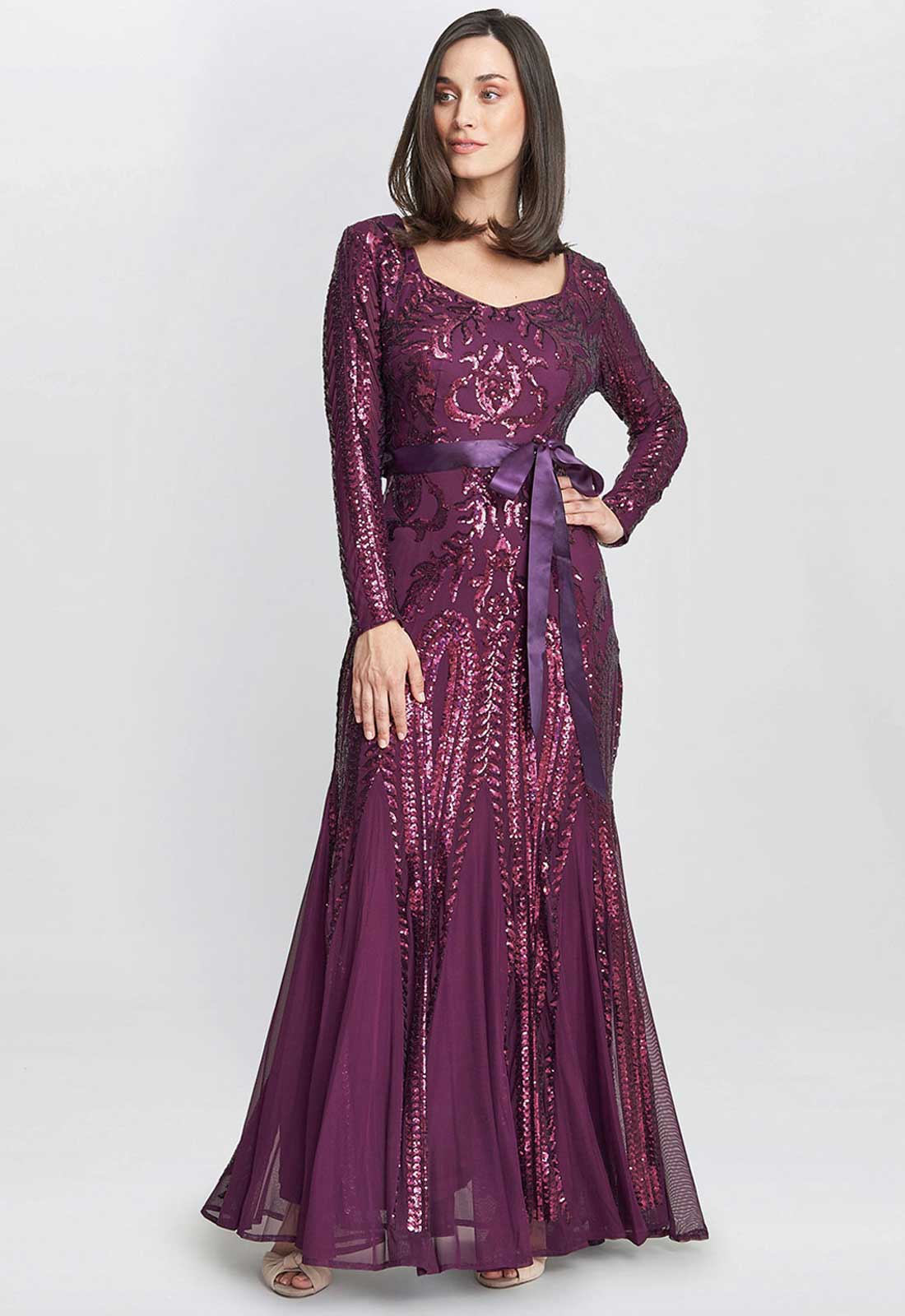 Gina Bacconi Purple Gwen Sequin Maxi Dress