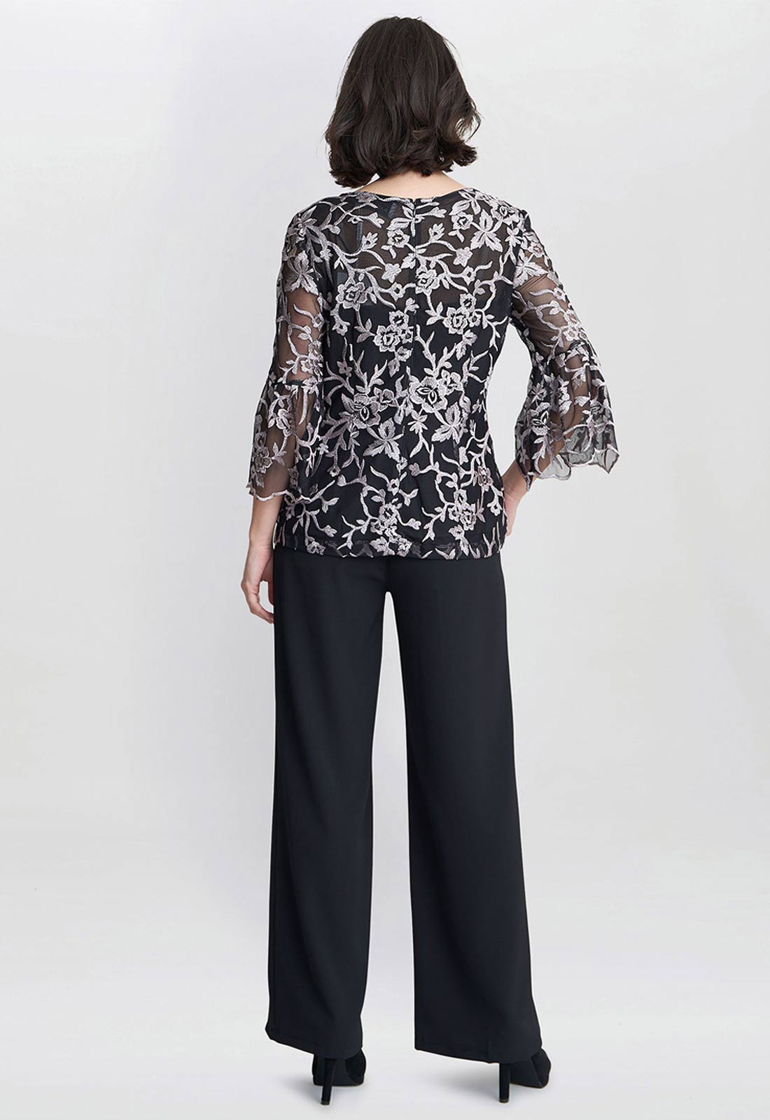 Gina Bacconi Black Brianna Embroidered Blouse