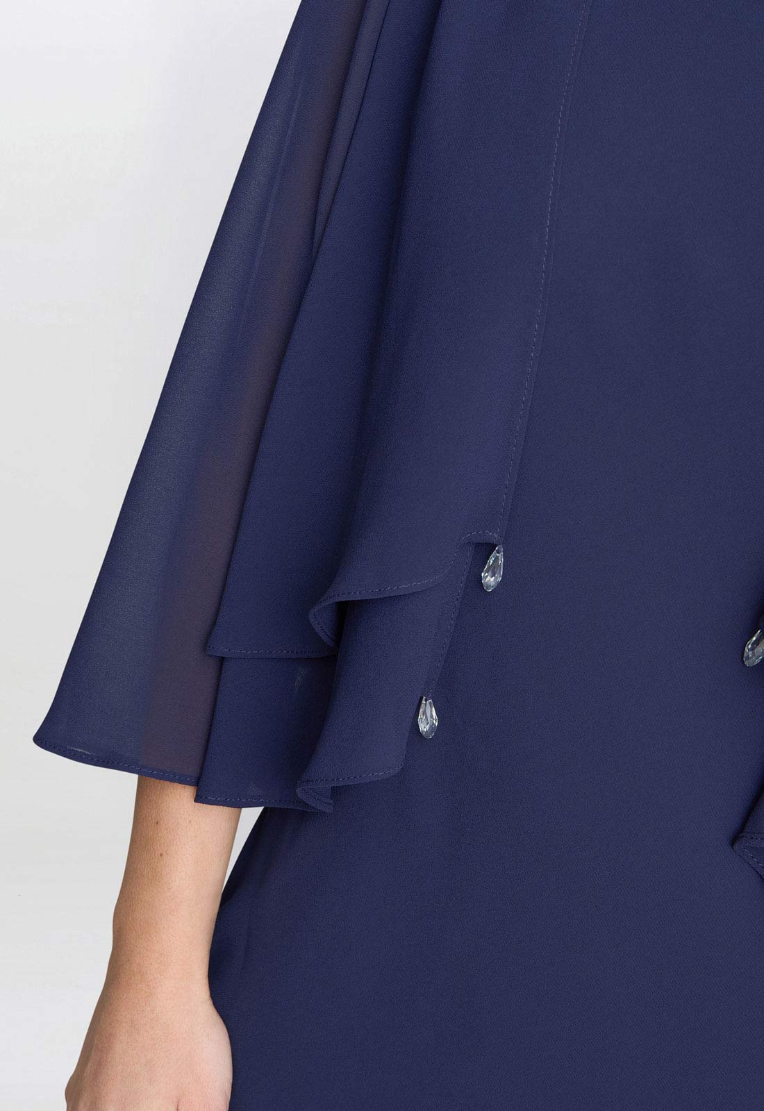 Gina Bacconi Navy Lola Jacket And Asymmetric Triple Tiered Dress