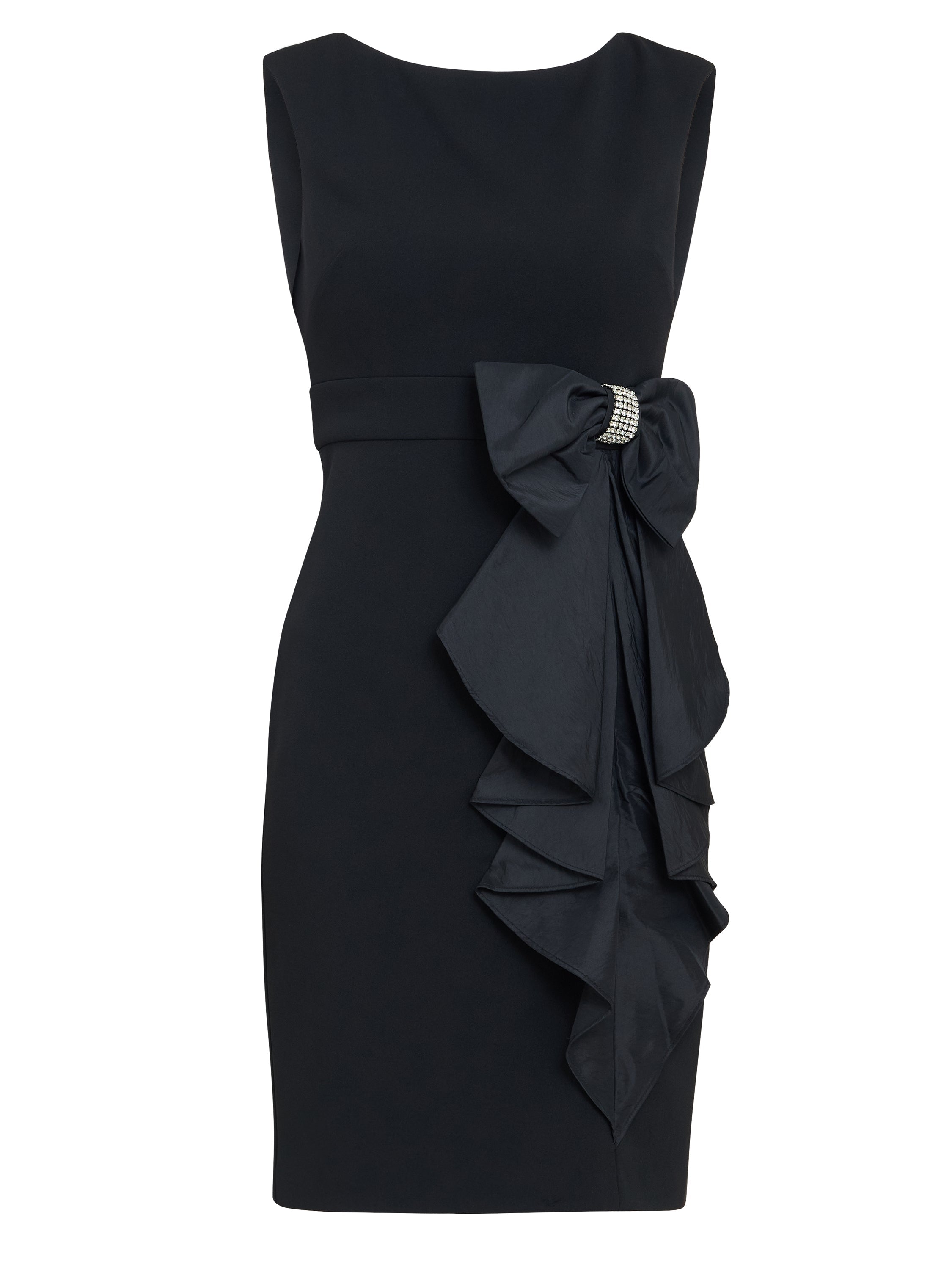 Gina Bacconi Black Arabella Crepe Taffeta Combo Dress