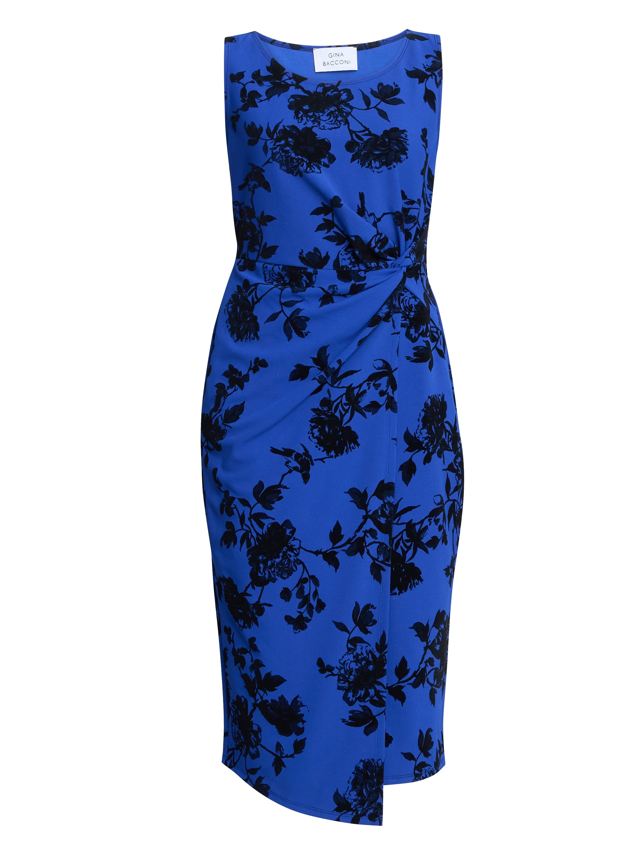 Gina Bacconi Cobalt Ashley Floral Midi Dress