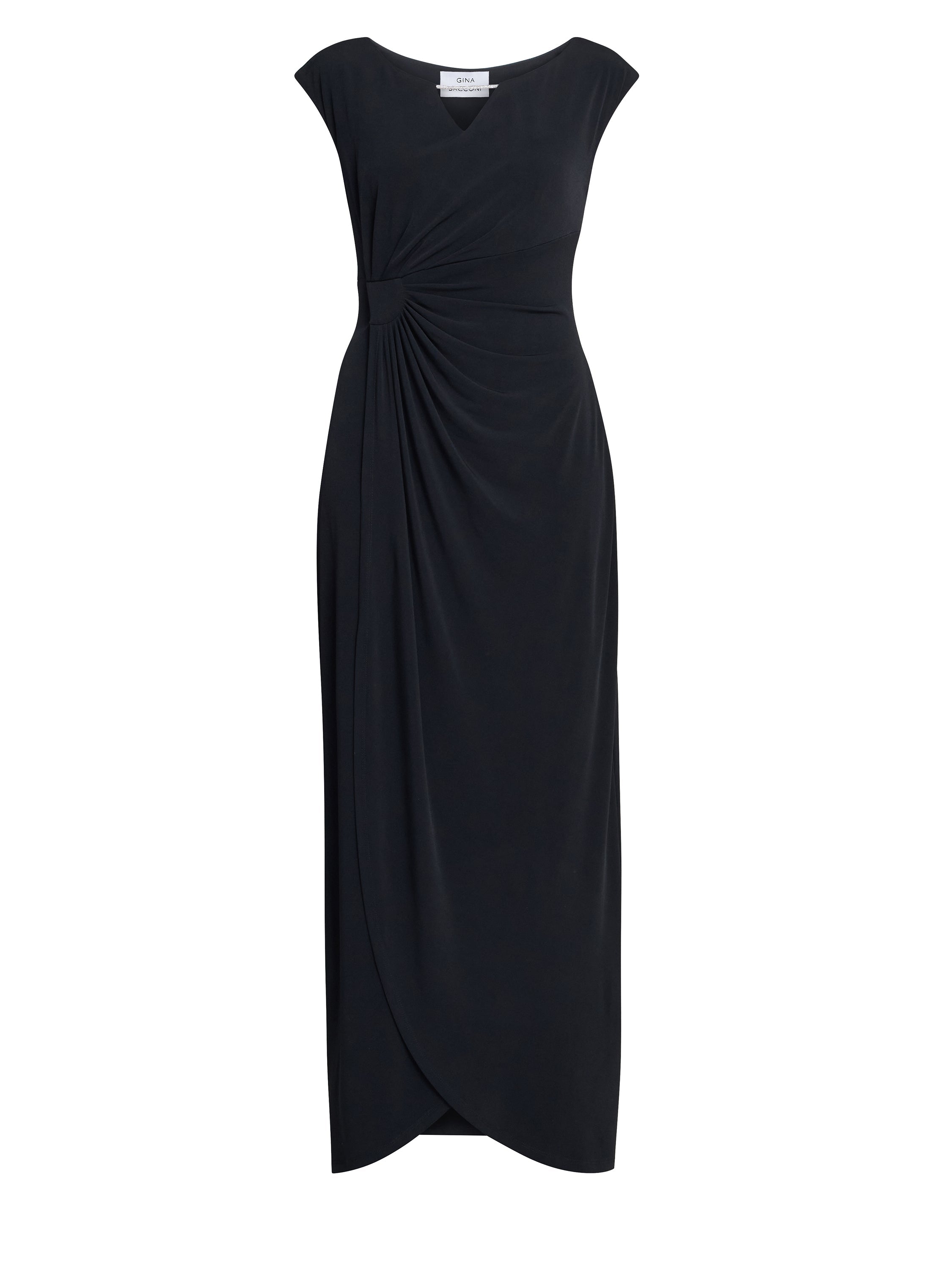 Gina Bacconi Black Eileen Wrap Maxi Dress