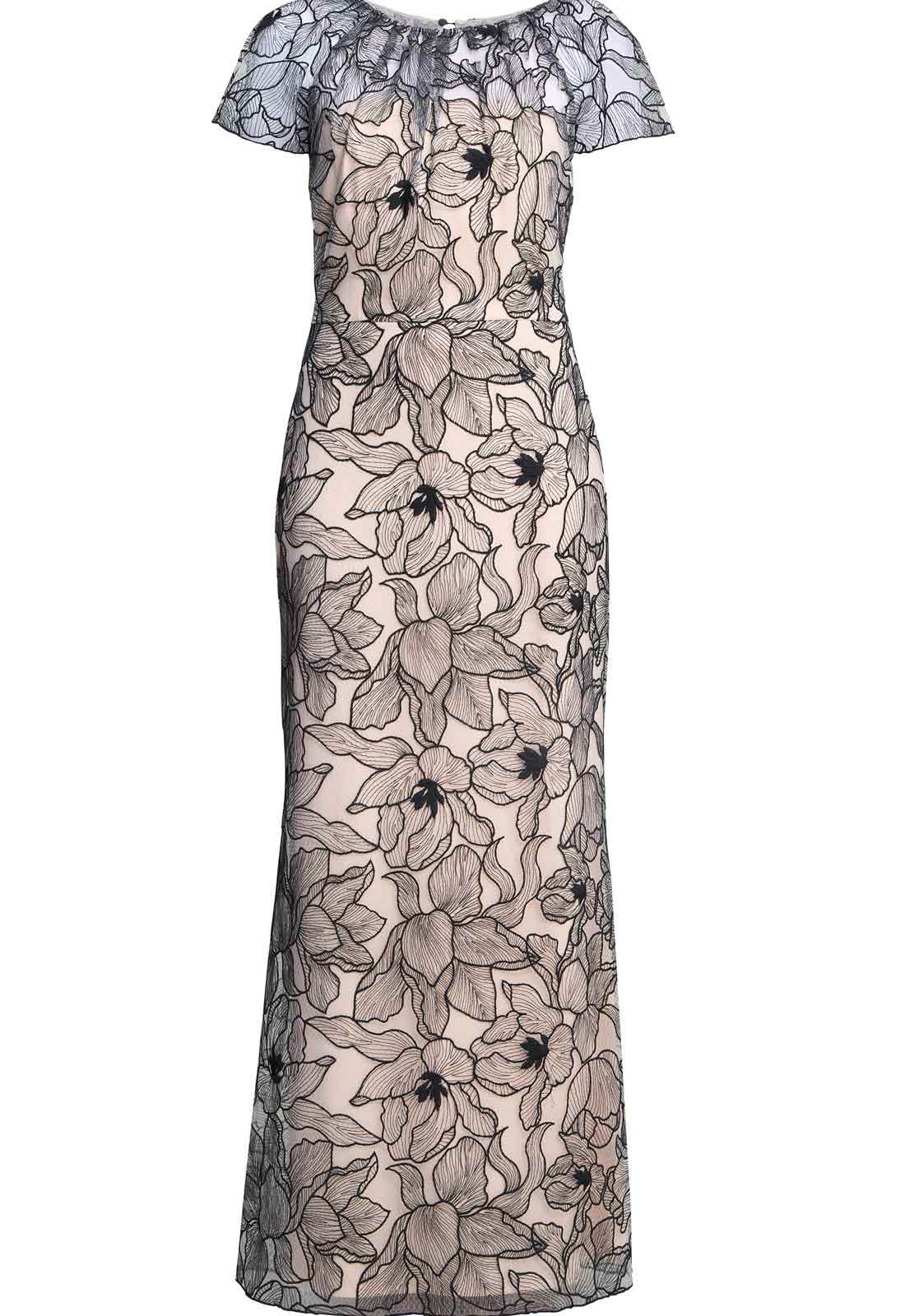 Lace dress with floral pattern on a white background
