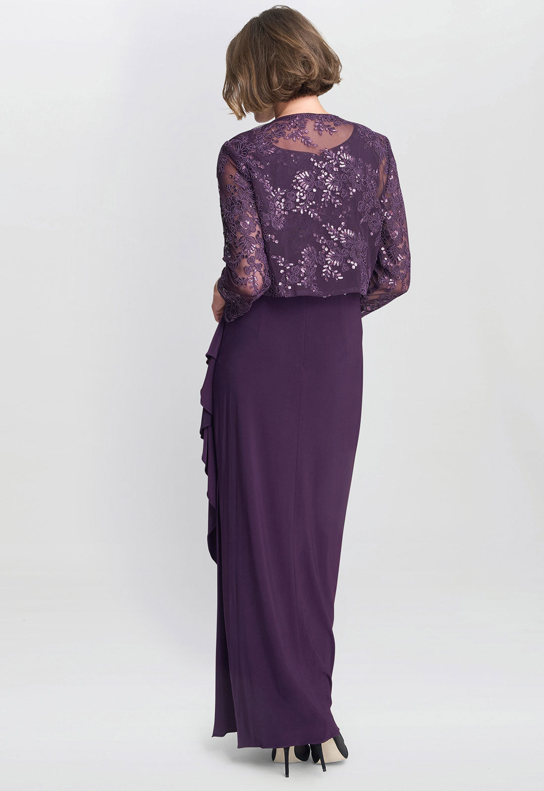 Gina Bacconi Aubergine Susanne Maxi Dress With Lace Jacket 2