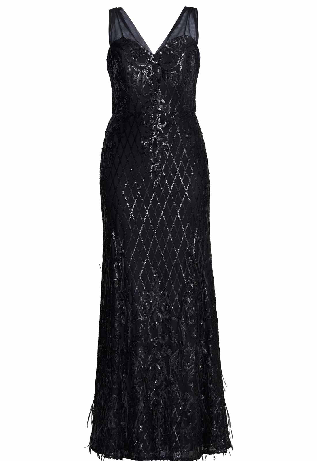 Gina Bacconi Black Tamsin Sleeveless Sequin Maxi Dress