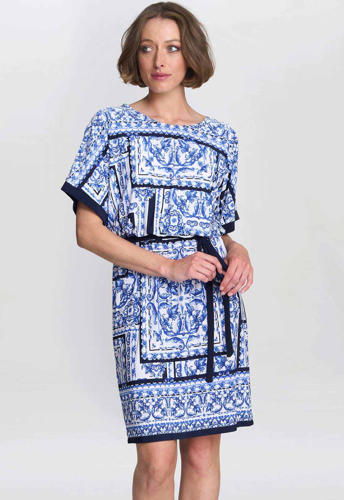 Gina Bacconi BLUE Tisha Belted Shift Dress