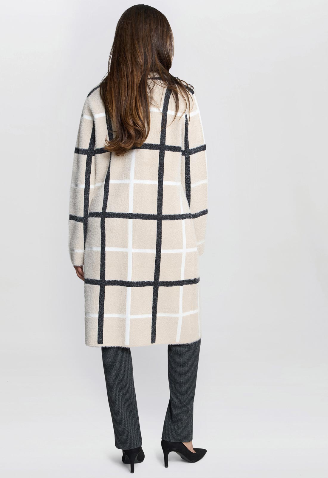 Gina Bacconi Black / Beige Winslet Checked Coat