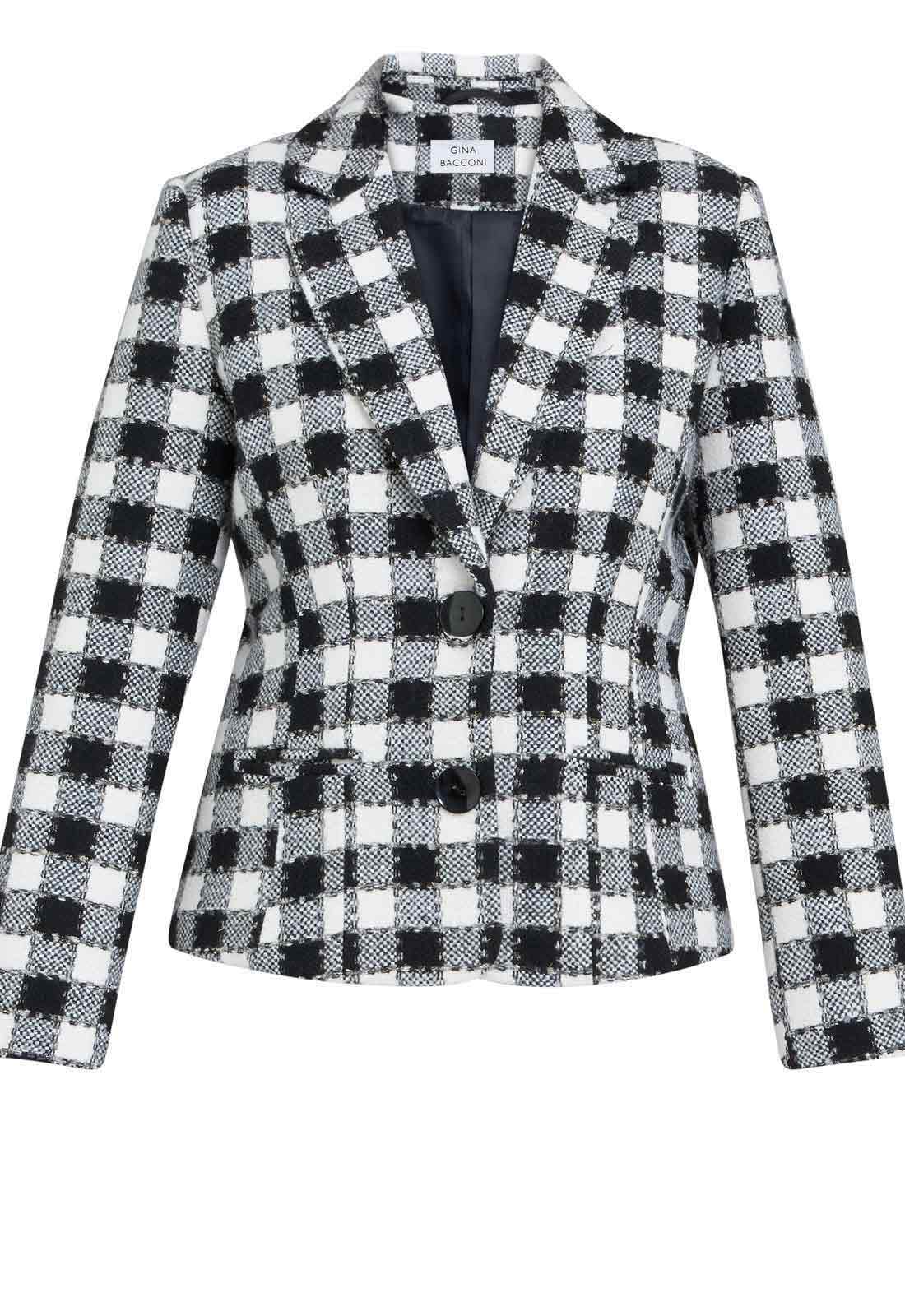 Black and white checkered blazer on a white background