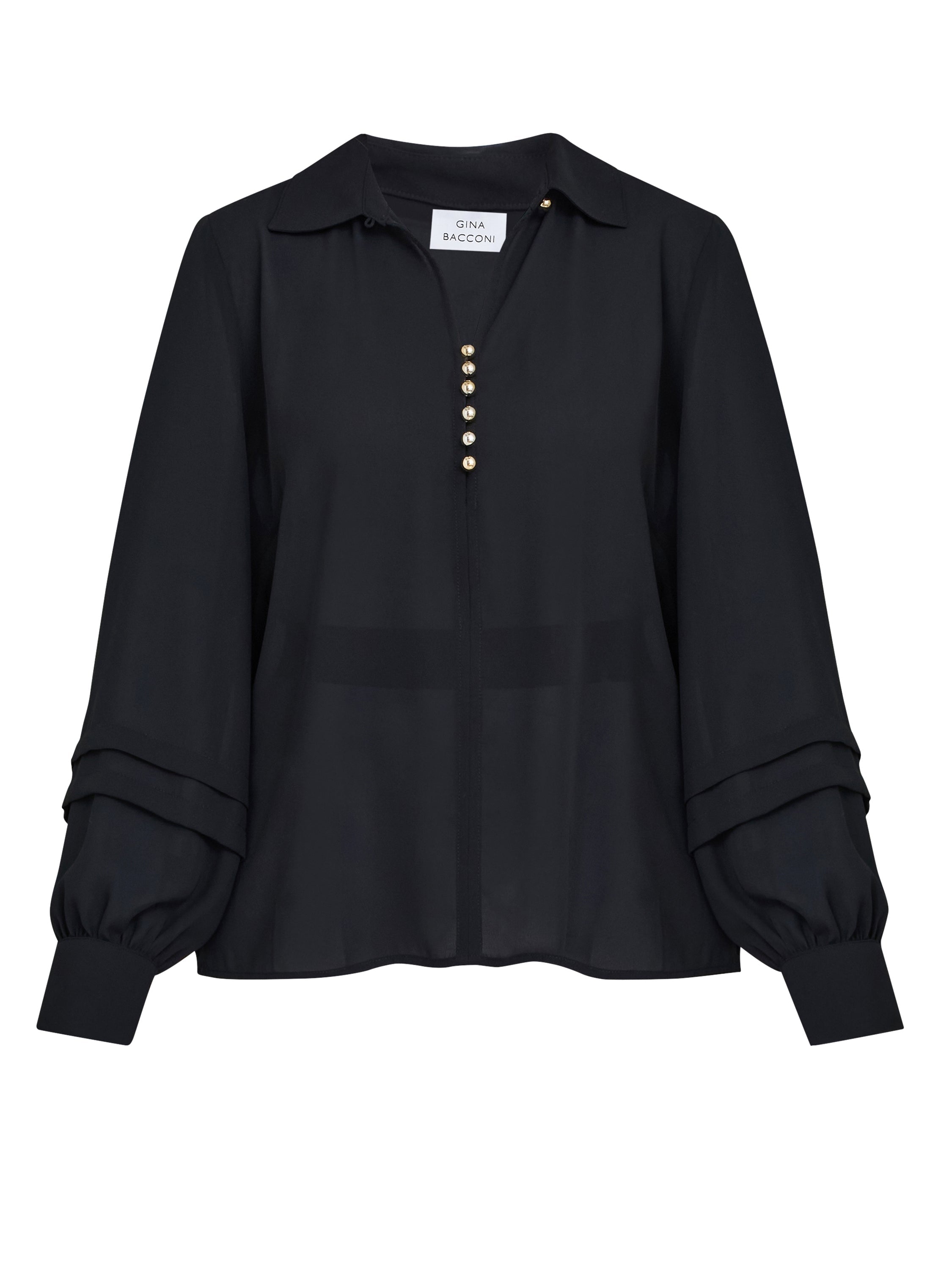 Gina Bacconi Black Antoinette Black Blouse