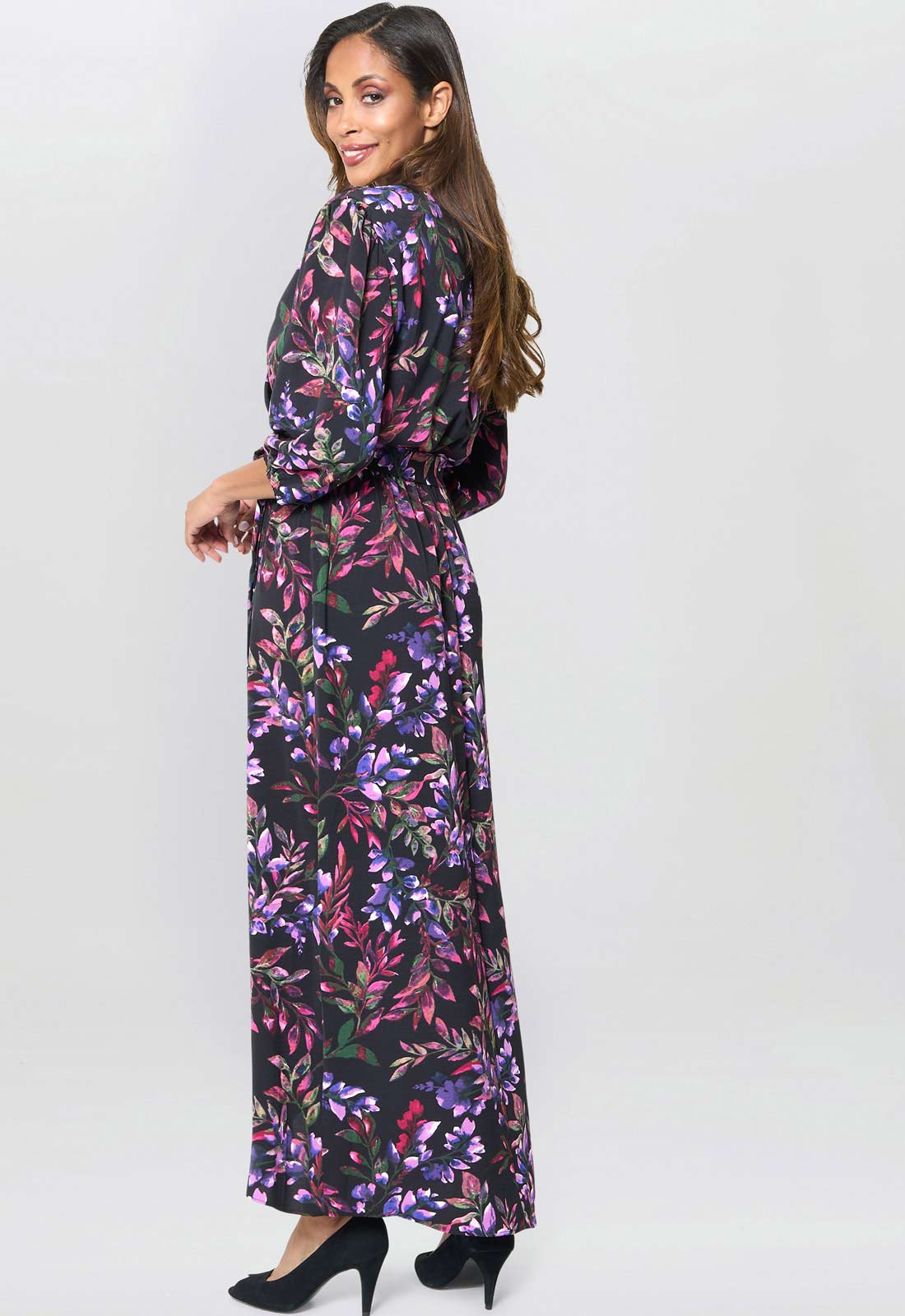 Gina Bacconi Black / Multi Aga Floral Print Dress