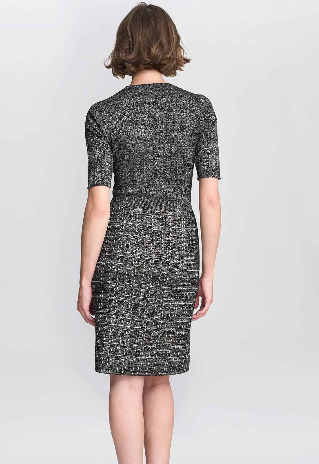 Gina Bacconi Black / Gold Antonella Button Detail Knit Dress 2