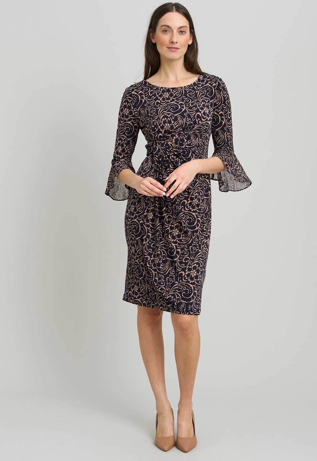 Gina Bacconi NEW BEIGE Nikita Printed Sheath Dress
