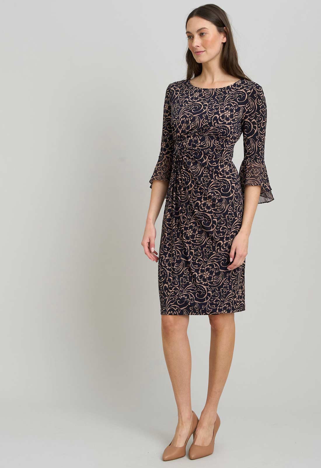 Gina Bacconi NEW BEIGE Nikita Printed Sheath Dress