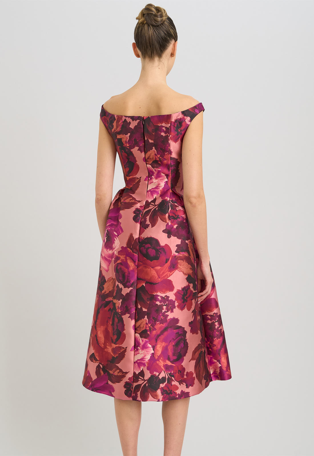 Gina Bacconi Pink Floral Talia Fit & Flare Midi Dress