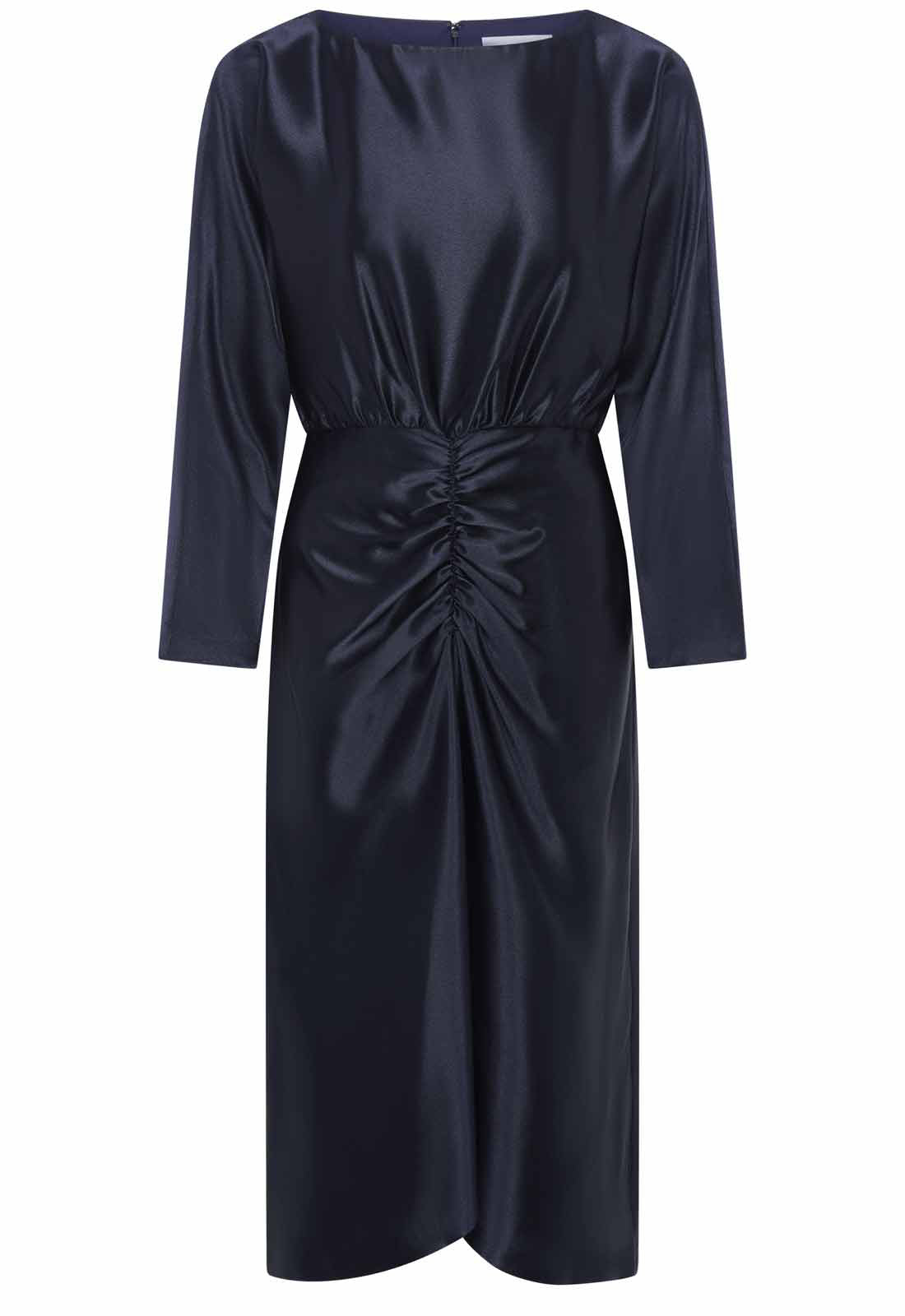 Gina Bacconi Navy Tara Satin Midi Dress