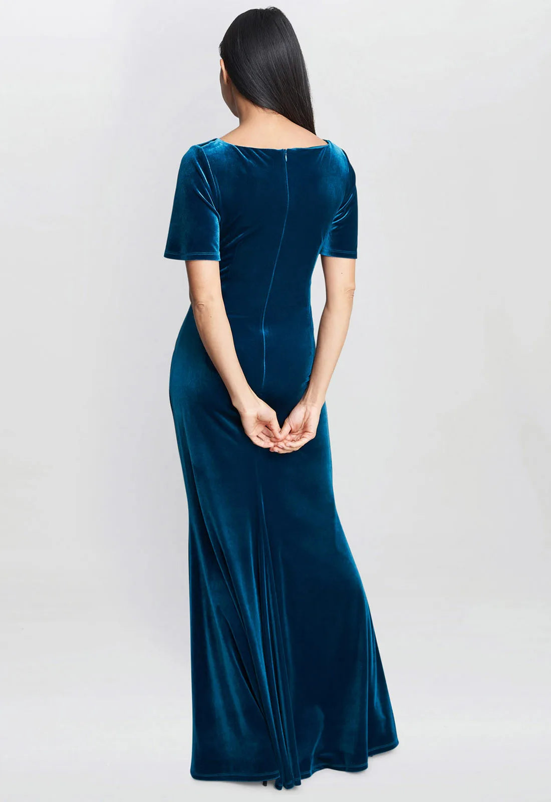Gina Bacconi Teal Minka Velvet Maxi Dress