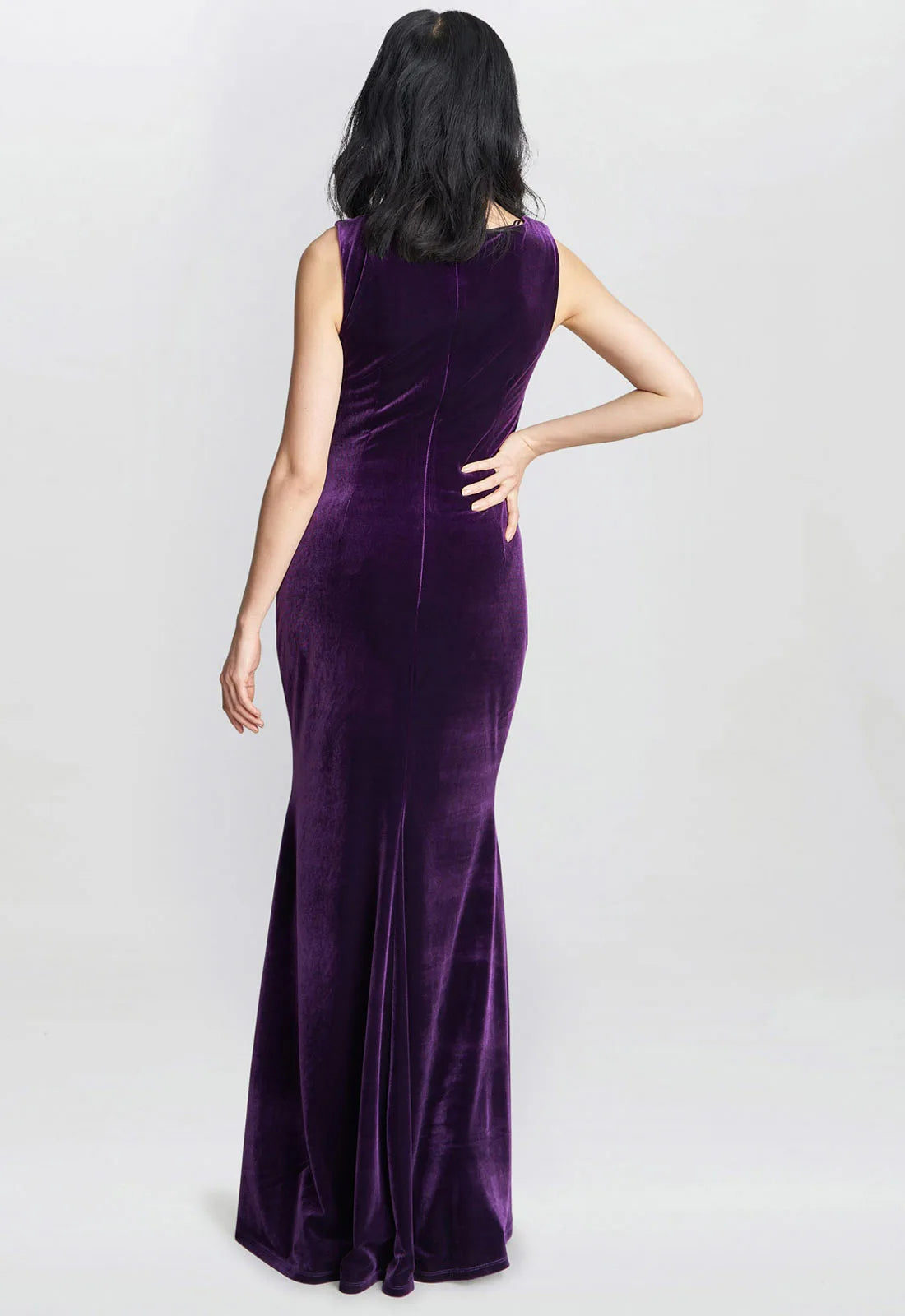 Gina Bacconi Purple Selena Velvet Maxi Dress