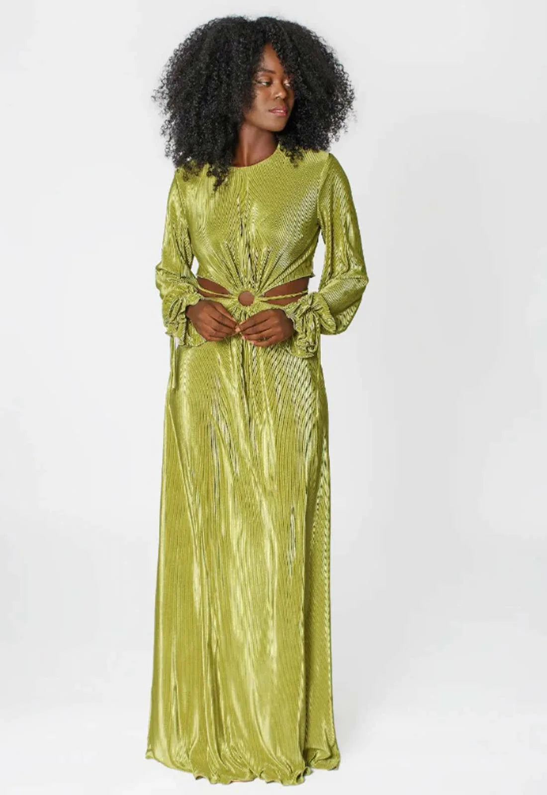 Green and gold maxi dress deals