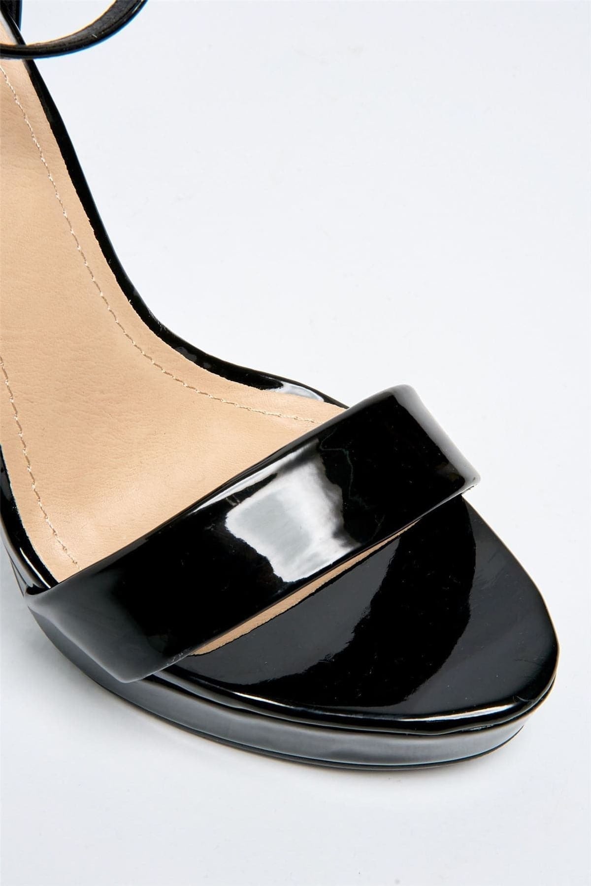 Ella Barely There Platform Sandal in Black Patent Heels Miss Diva 