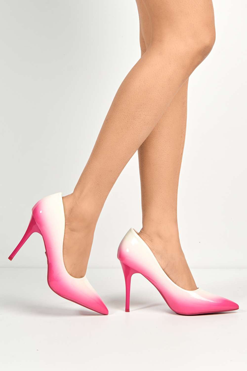 Miss Diva Dua Two Tone Pointed Toe Court Shoes in Pink