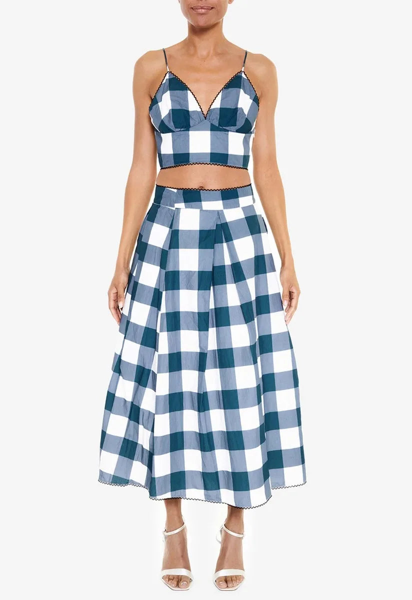 True Decadence Blue Check Cropped Top