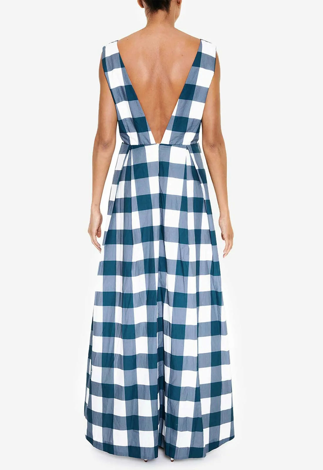 True Decadence Blue Checked Maxi Dress-110746