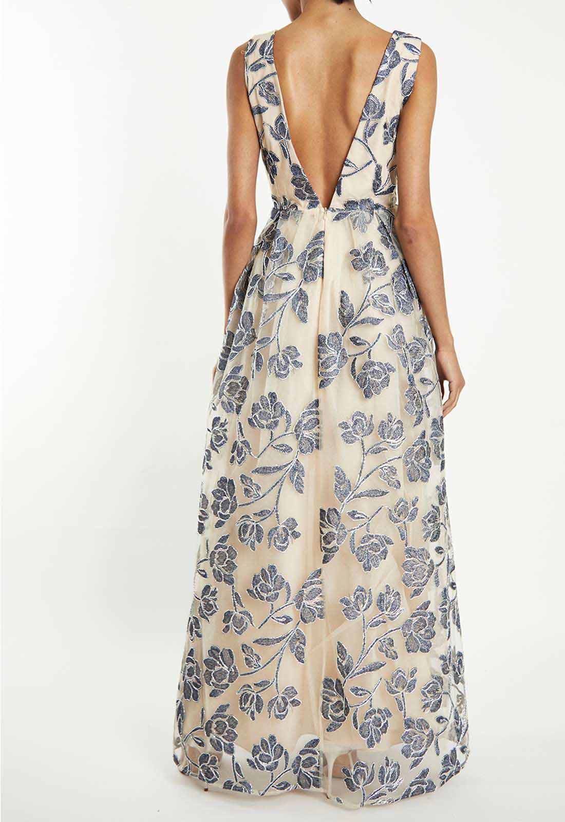 True Decadence Blue Embroidered Maxi Dress-115816