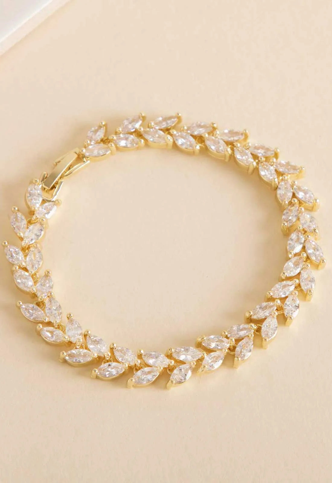 Always Chic Gold Crystal Leaf Tennis Bracelet-91660