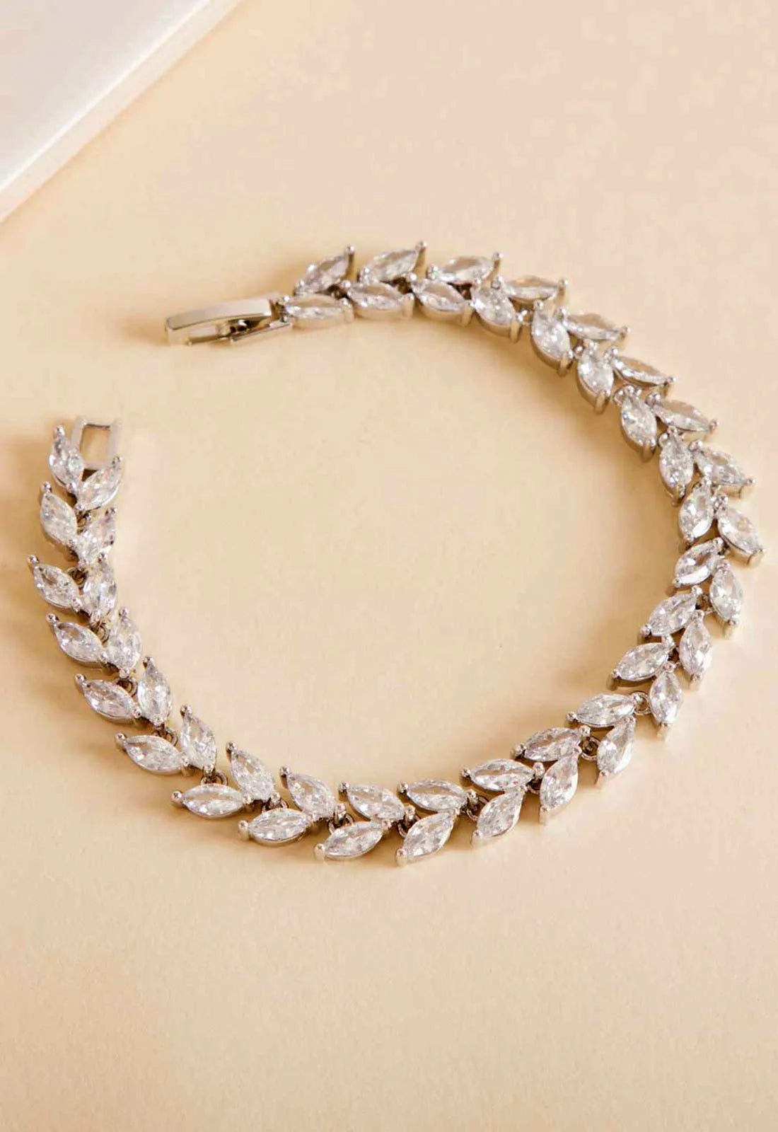 Always Chic Silver Crystal Leaf Tennis Bracelet-0