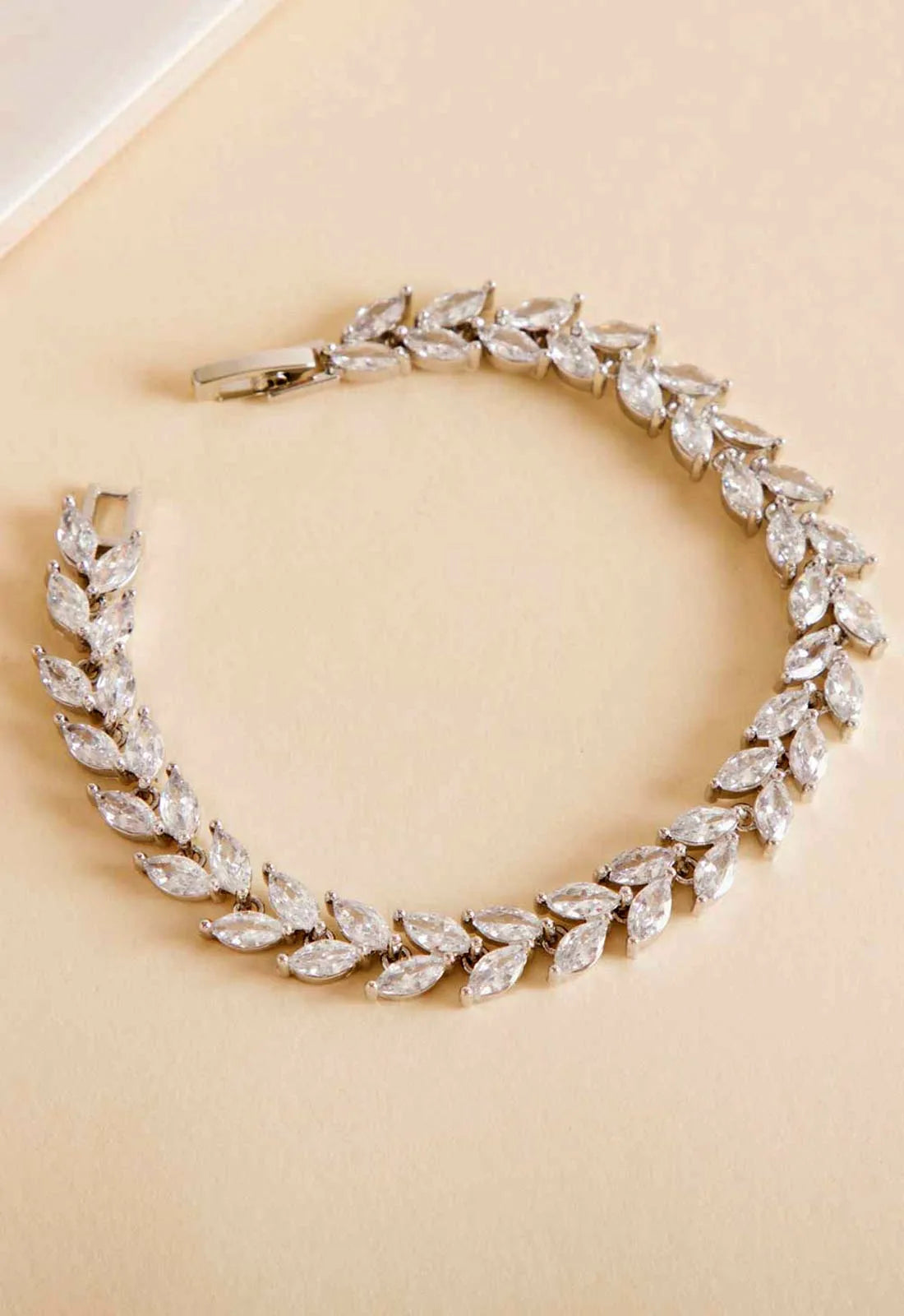 Always Chic Silver Crystal Leaf Tennis Bracelet-0