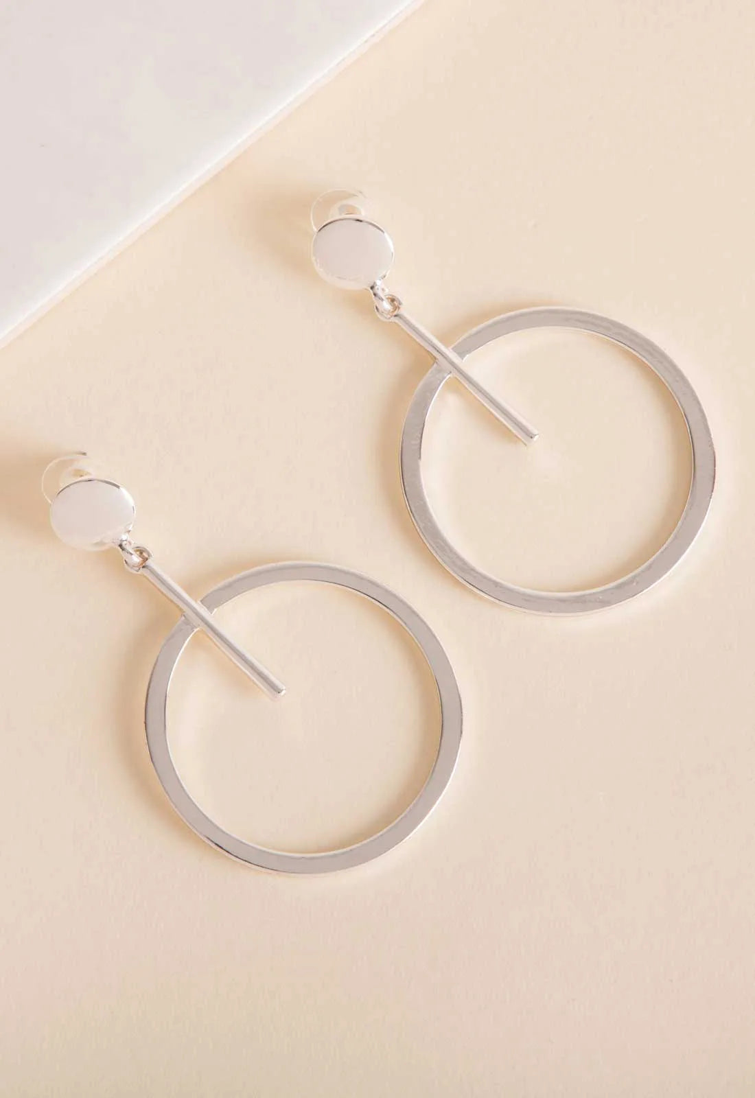 Always Chic Silver Drop Hoop Earrings-0