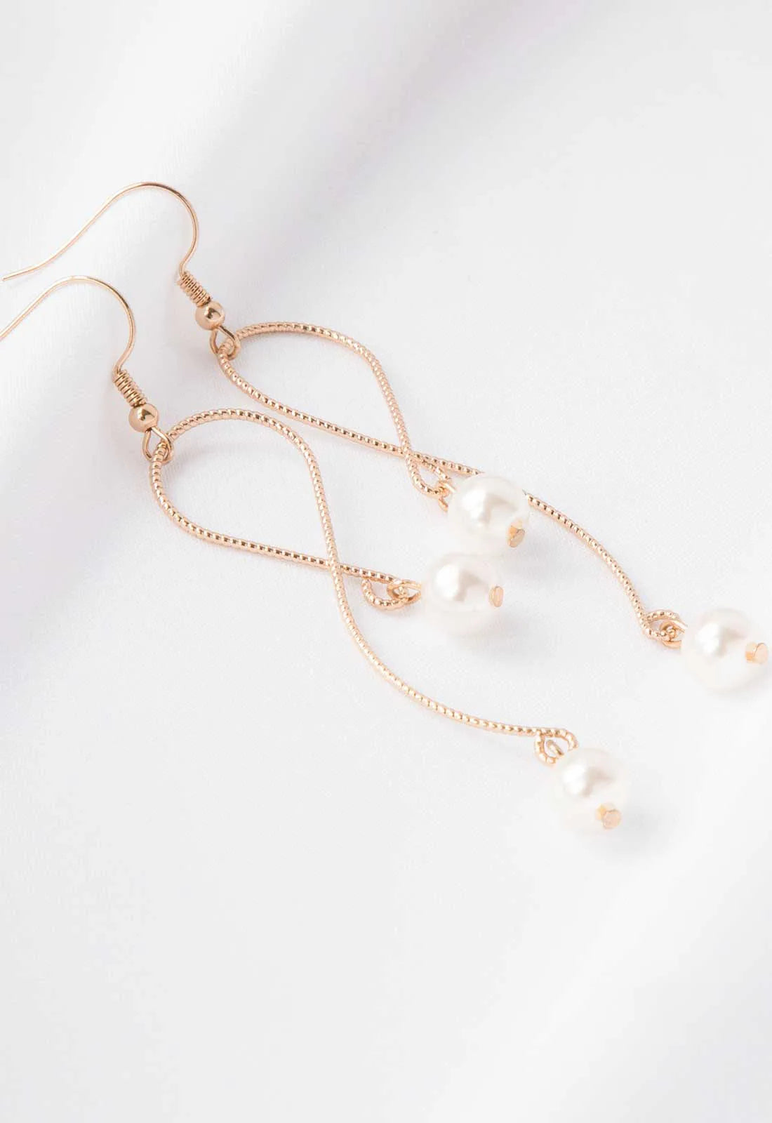 Always Chic Gold Pearl Snake Chain Earrings-0