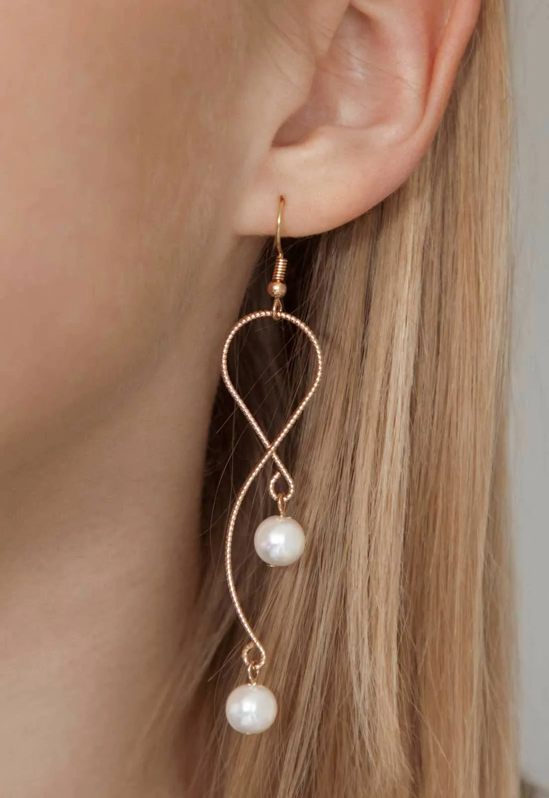 Always Chic Gold Pearl Snake Chain Earrings-91867