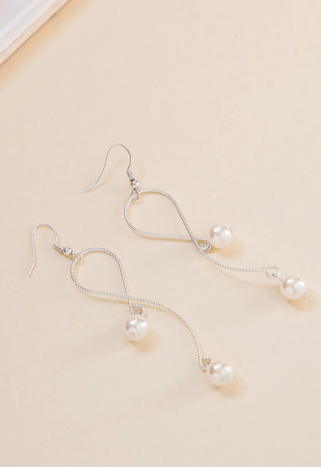 Always Chic Silver Pearl Snake Chain Earrings-91871