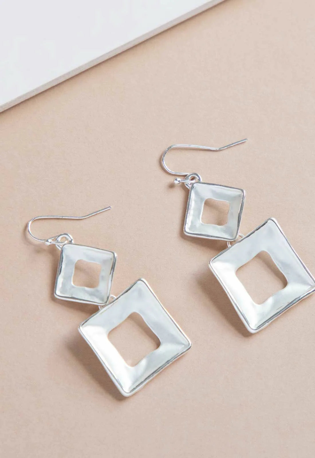 Always Chic Silver Matte Geometric Earrings-0