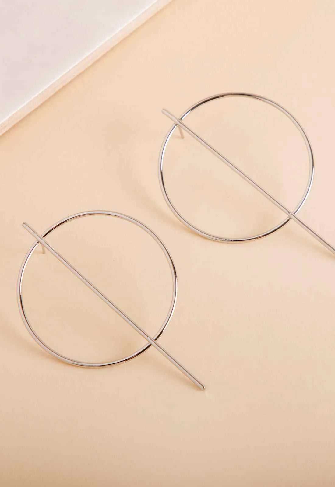 Always Chic Silver Bar Detail Hoop Earring-0