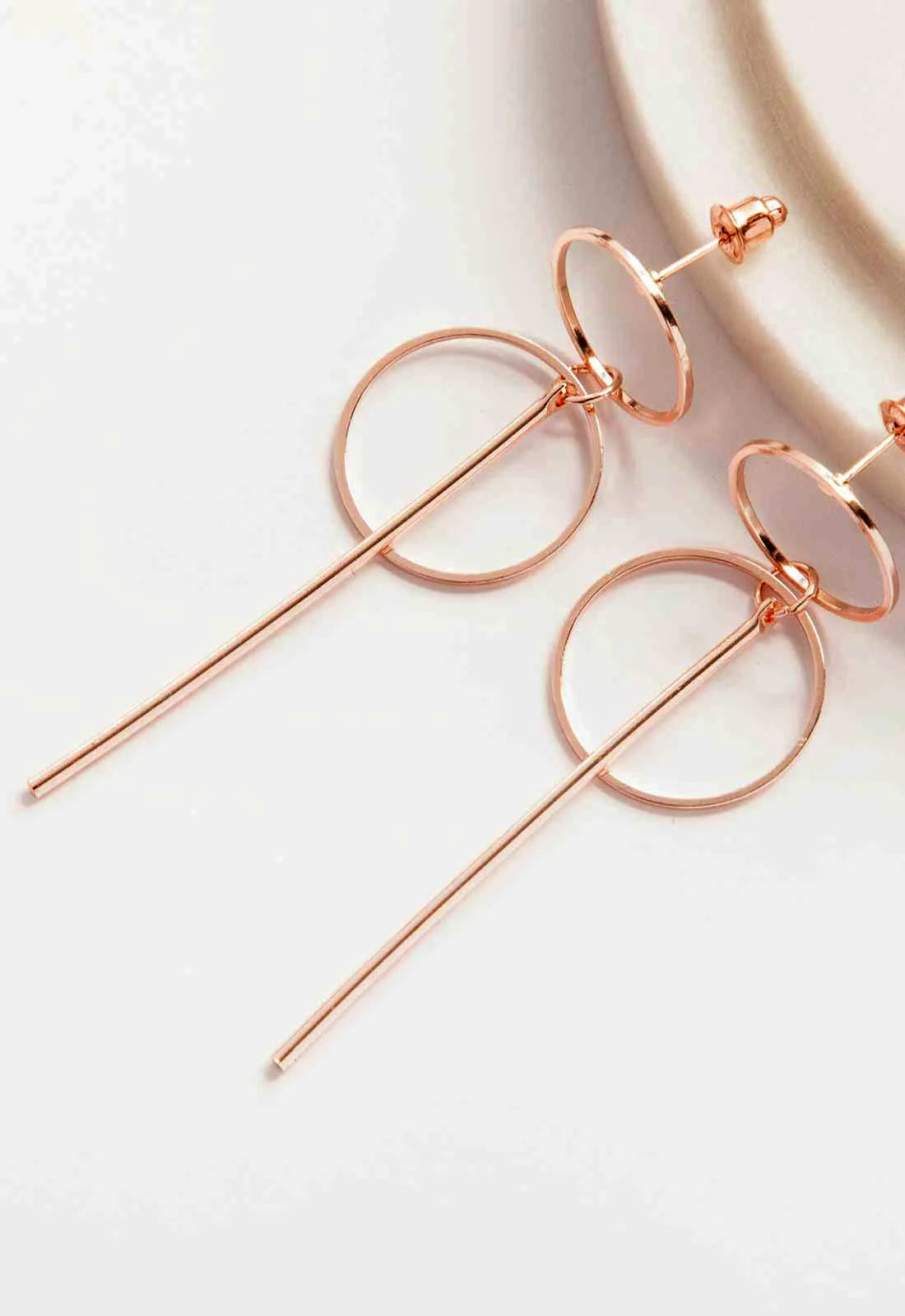 Always Chic Rose Gold Bar Double Hoop Earrings-91889