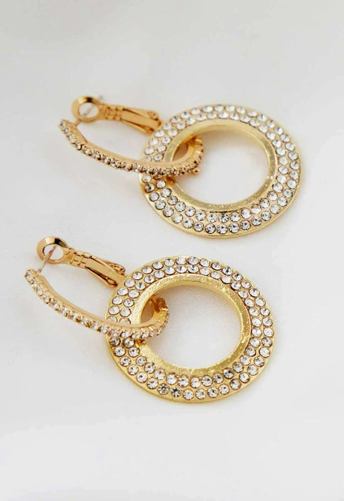Always Chic Gold Crystal Double Hoop Earrings-92063