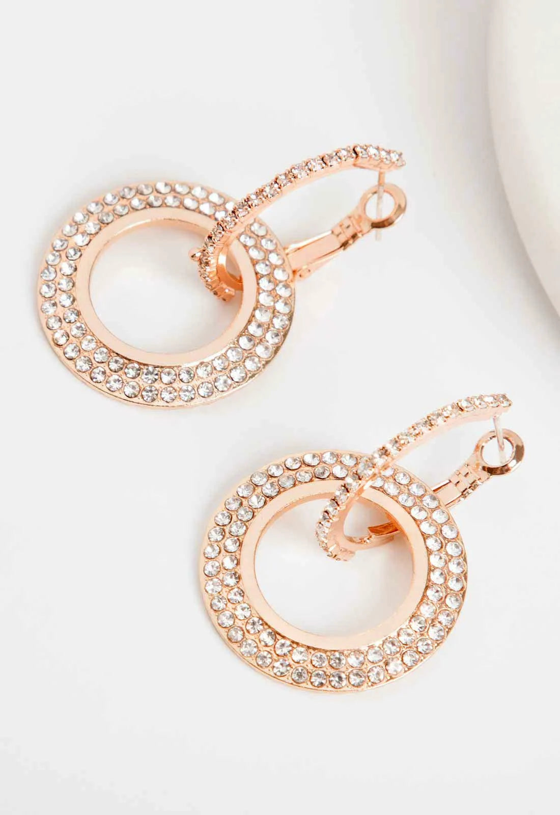 Always Chic Rose Gold Crystal Double Hoop Earrings-0