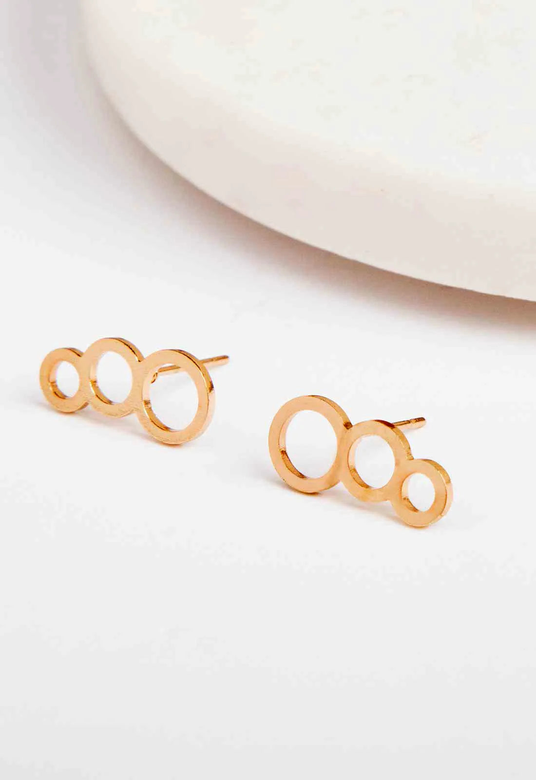 Always Chic Gold Triple Circle Climber Earrings-0