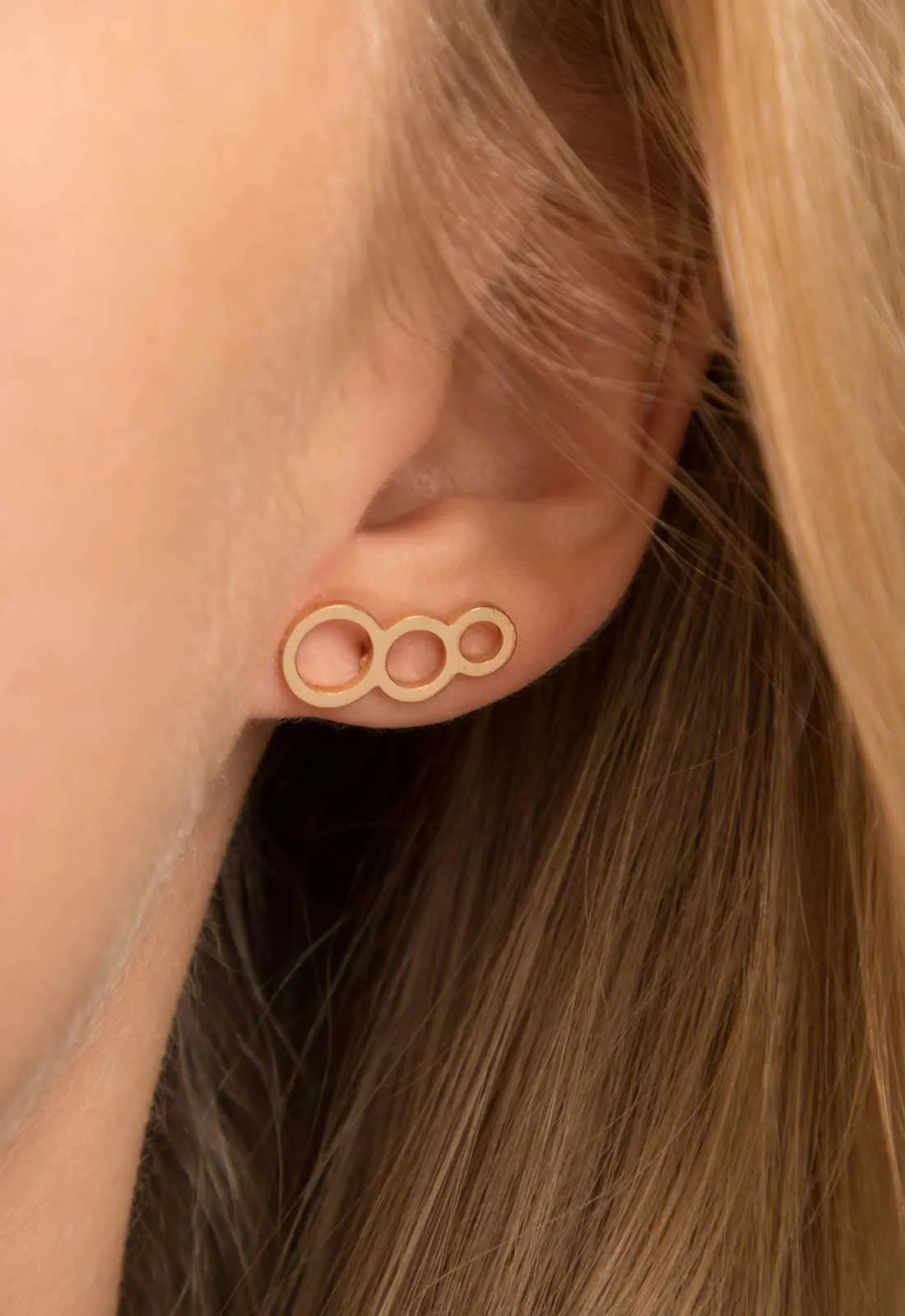 Always Chic Gold Triple Circle Climber Earrings-92073