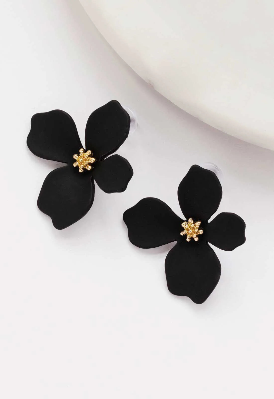 Always Chic Black Flower Earrings-92087