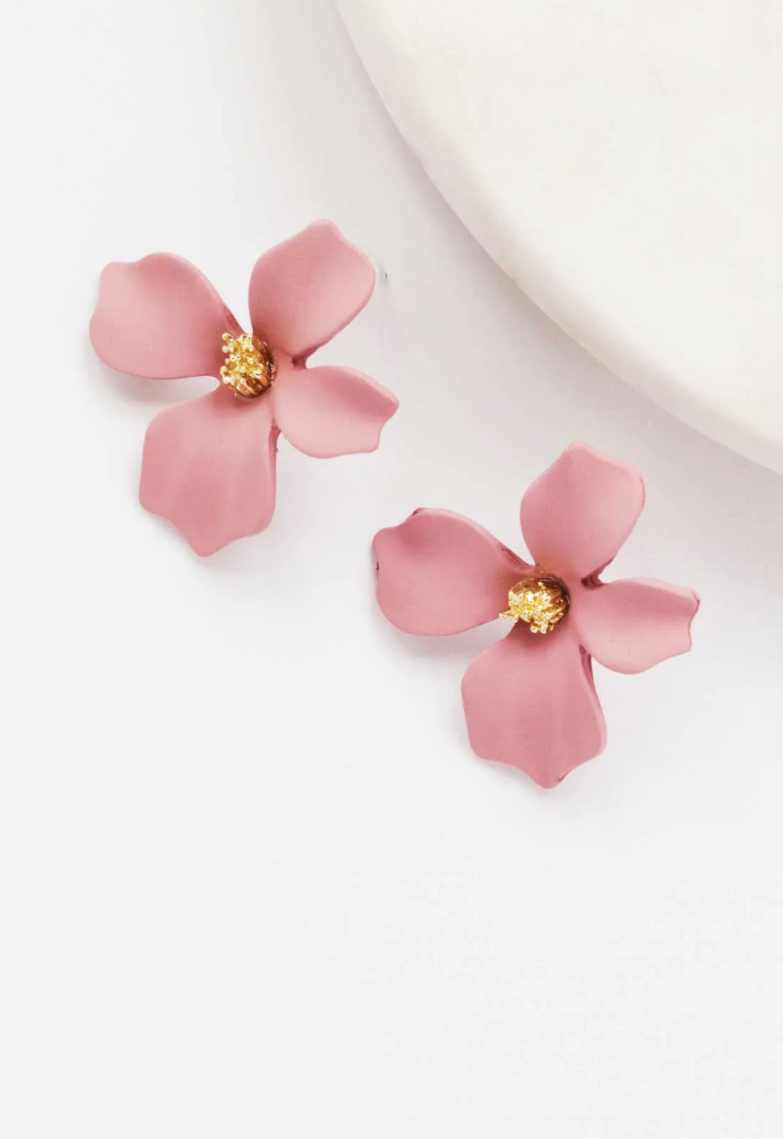 Always Chic Dusky Pink Flower Earrings-0