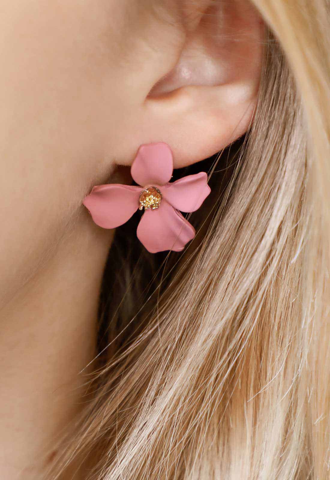 Always Chic Dusky Pink Flower Earrings-92089