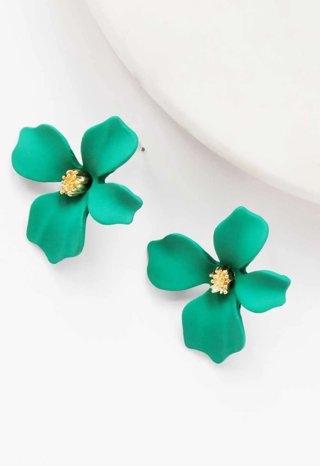 Always Chic Green Flower Earrings-0